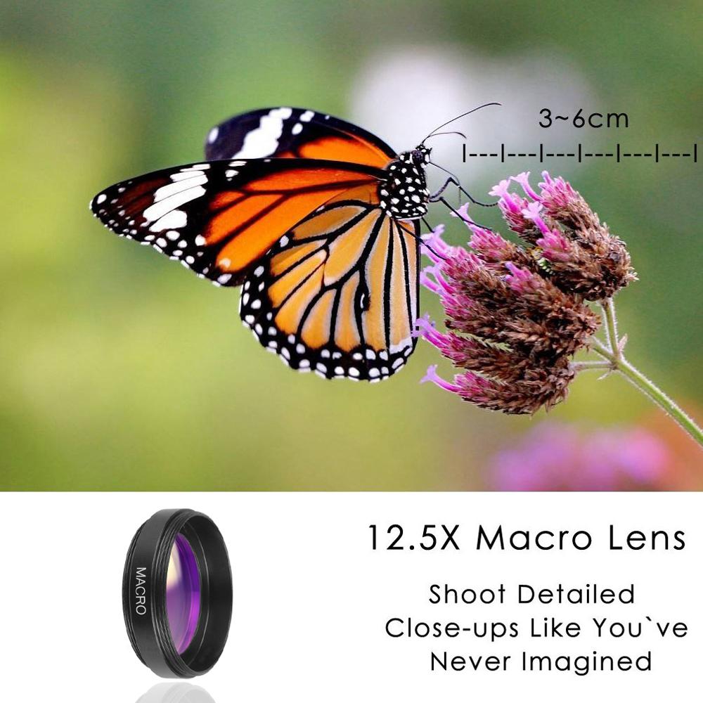2-in-1 5K HD Smartphone Camera Lens 0.45X Wide-Angle + 15X Macro Phone Lens with Universal Clip Compatible with Apple Samsung Smartphones